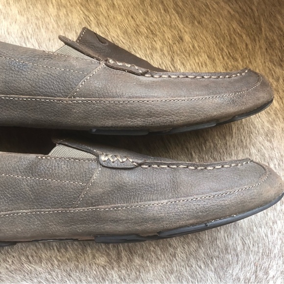 OluKai like new Mens Akepa Moc dark brown pebbled leather rubber sole 12 - Picture 7 of 11
